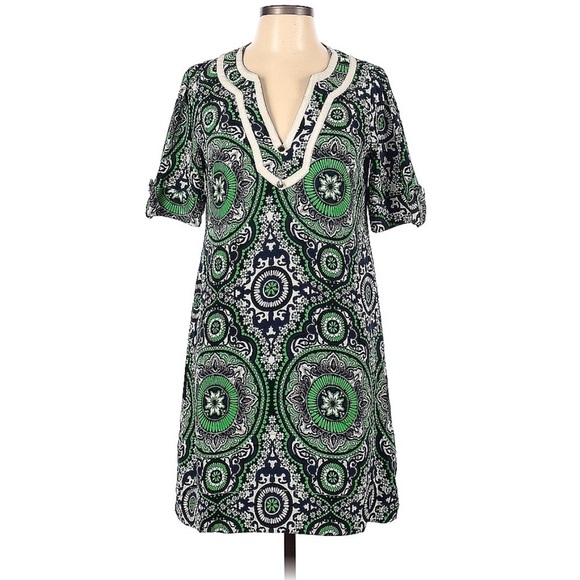 Shoshanna Silk Blend V Neck Paisley Mini Dress - Picture 1 of 6